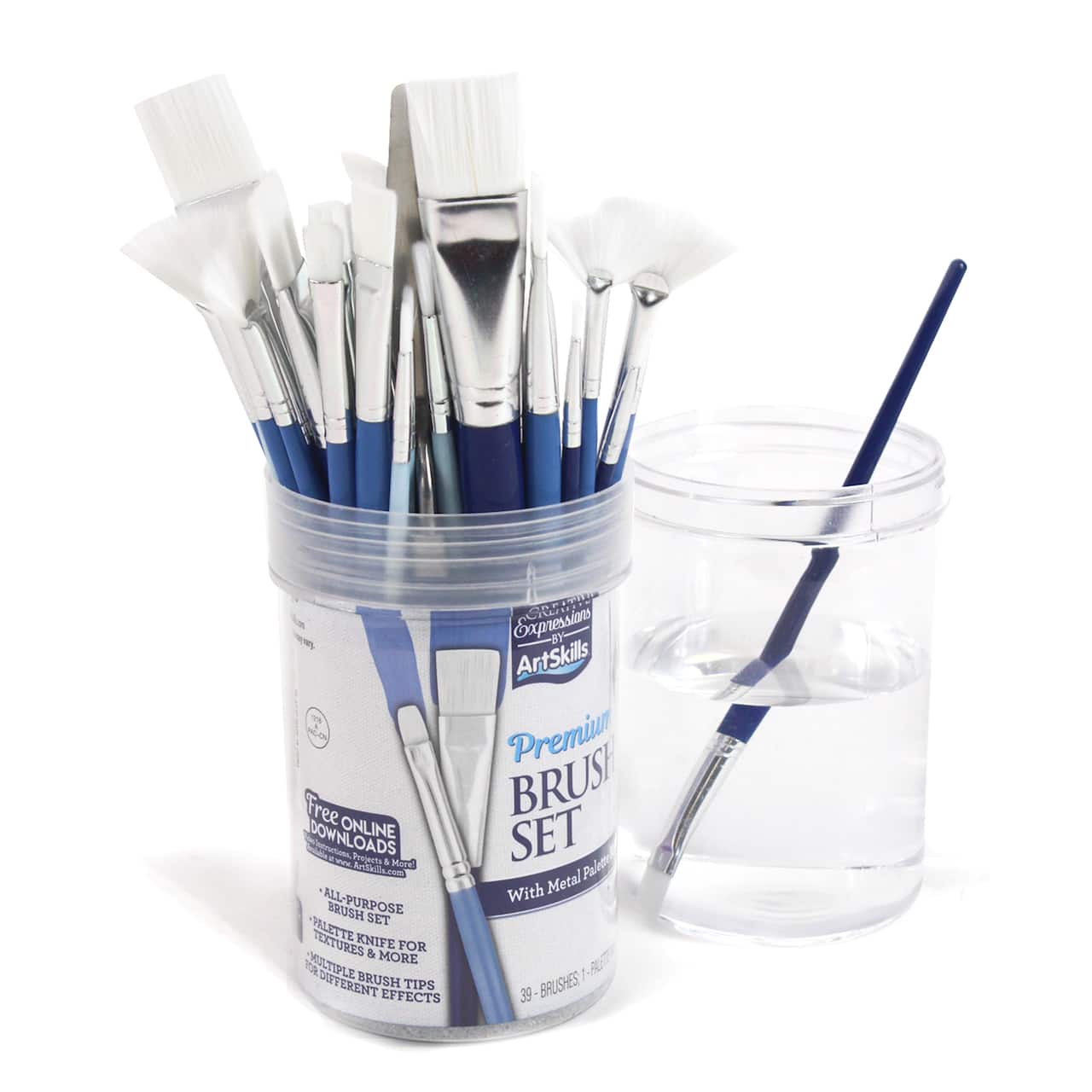 ArtSkills® 40-Piece Premium Paint Brush Set with Palette Knife & Storage Tube